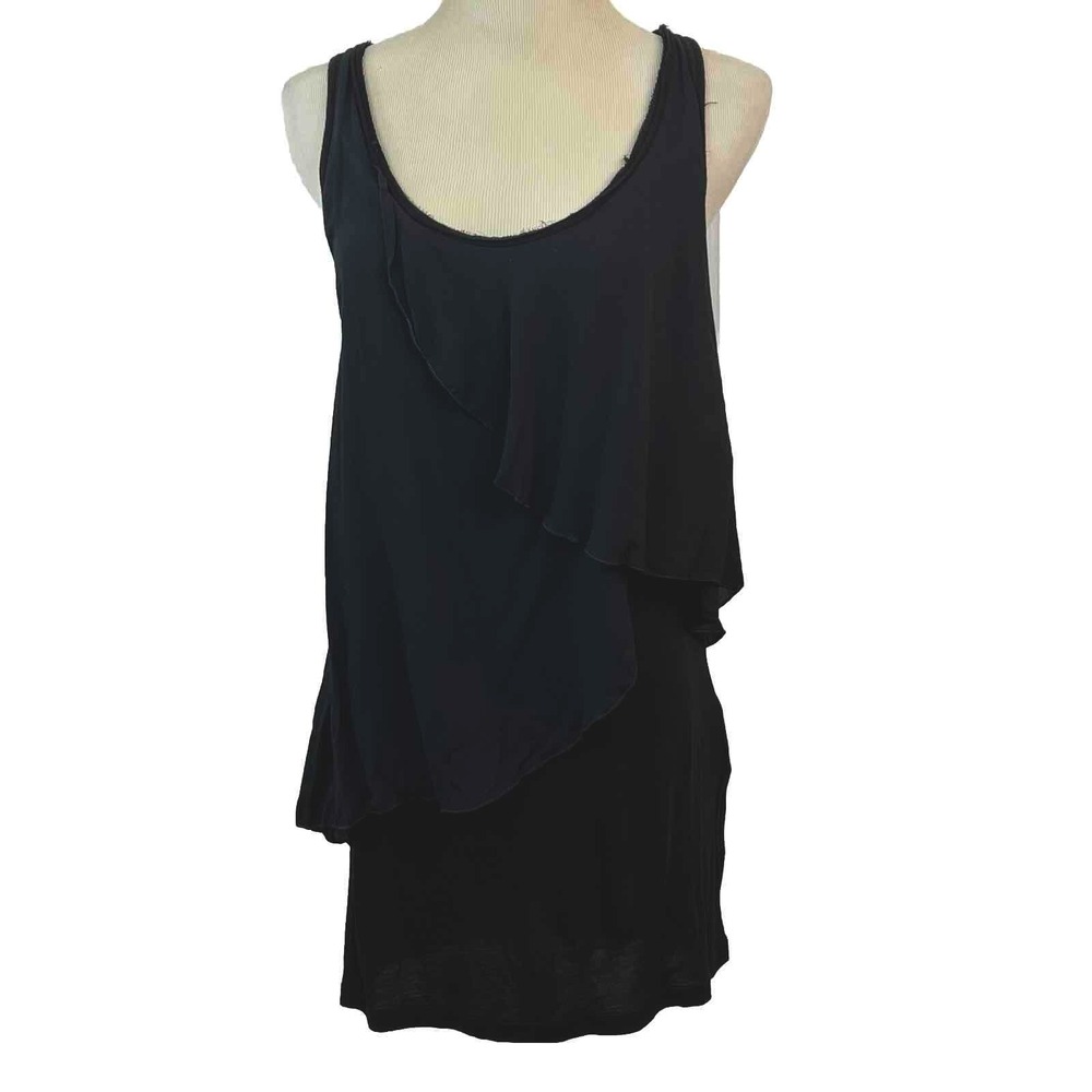 Zara Trafaluc Layered Mini Dress Medium Black Asymmetrical Ruffle Racerback